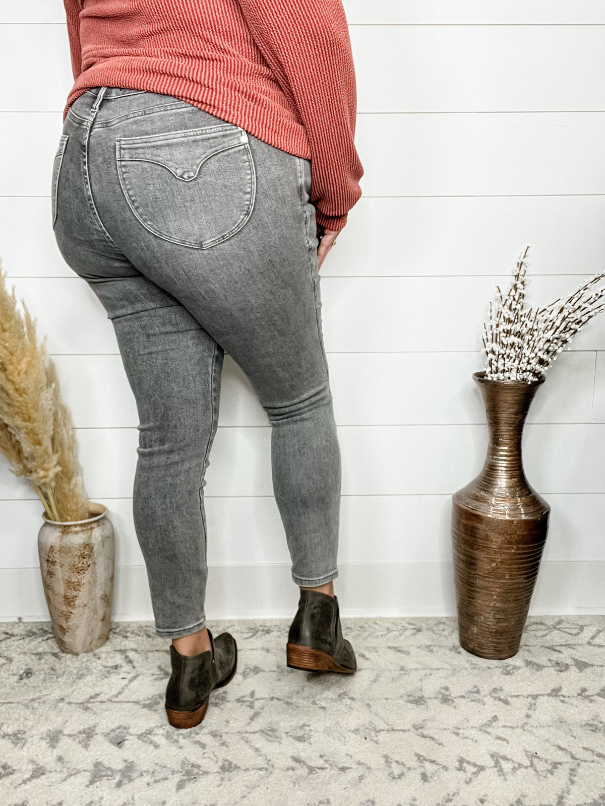 Judy Blue "Grey is The New Black" Tummy Control Skinny Jeans-Lola Monroe Boutique