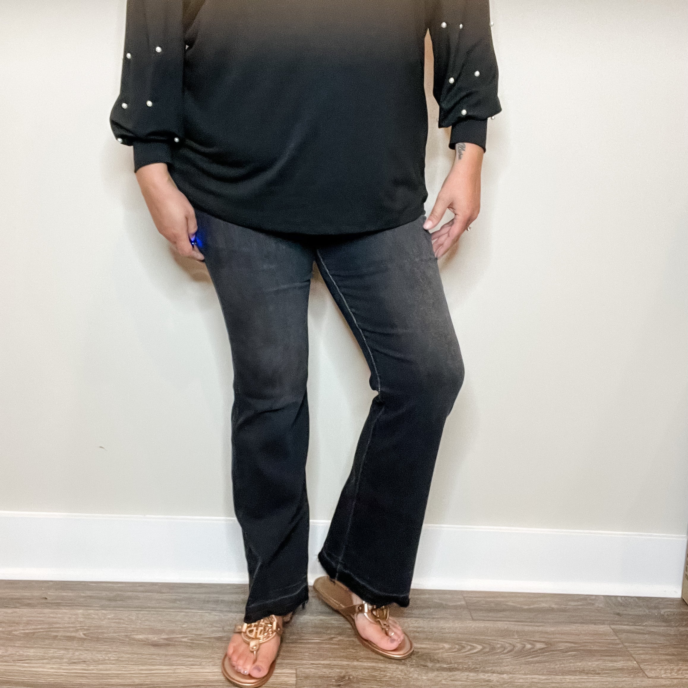 Judy Blue "Heart Like A Truck" Black Bootcut Jeans-Lola Monroe Boutique