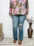 Judy Blue "Hee Haw" Distressed Release Hem Bootcut Jeans-Lola Monroe Boutique