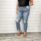 Judy Blue "Hey Geronimo" Buttonfly Boyfriend Jeans-Lola Monroe Boutique