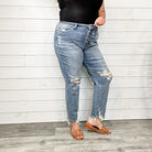 Judy Blue "Hey Geronimo" Buttonfly Boyfriend Jeans-Lola Monroe Boutique