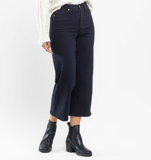 Judy Blue "In the Navy" Wide Leg Tummy Control Crops