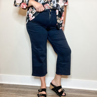 Judy Blue "In the Navy" Wide Leg Tummy Control Crops-Lola Monroe Boutique