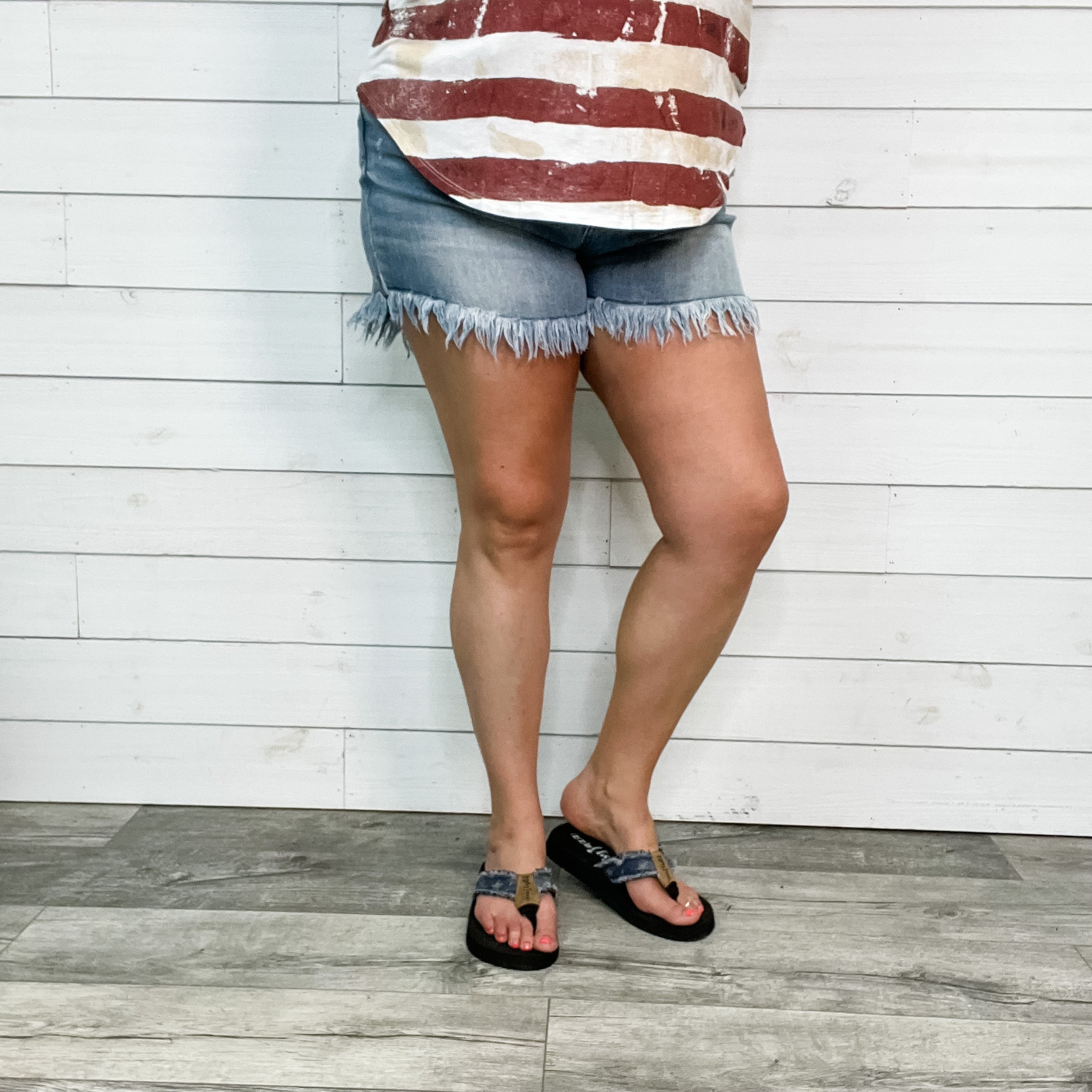 Judy Blue "Kick The Dust Up" Fringe Shorts-Lola Monroe Boutique