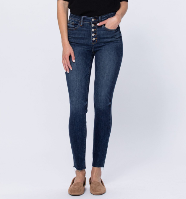 Judy Blue "Legs For Days" Buttonfly Skinny Jeans-Lola Monroe Boutique