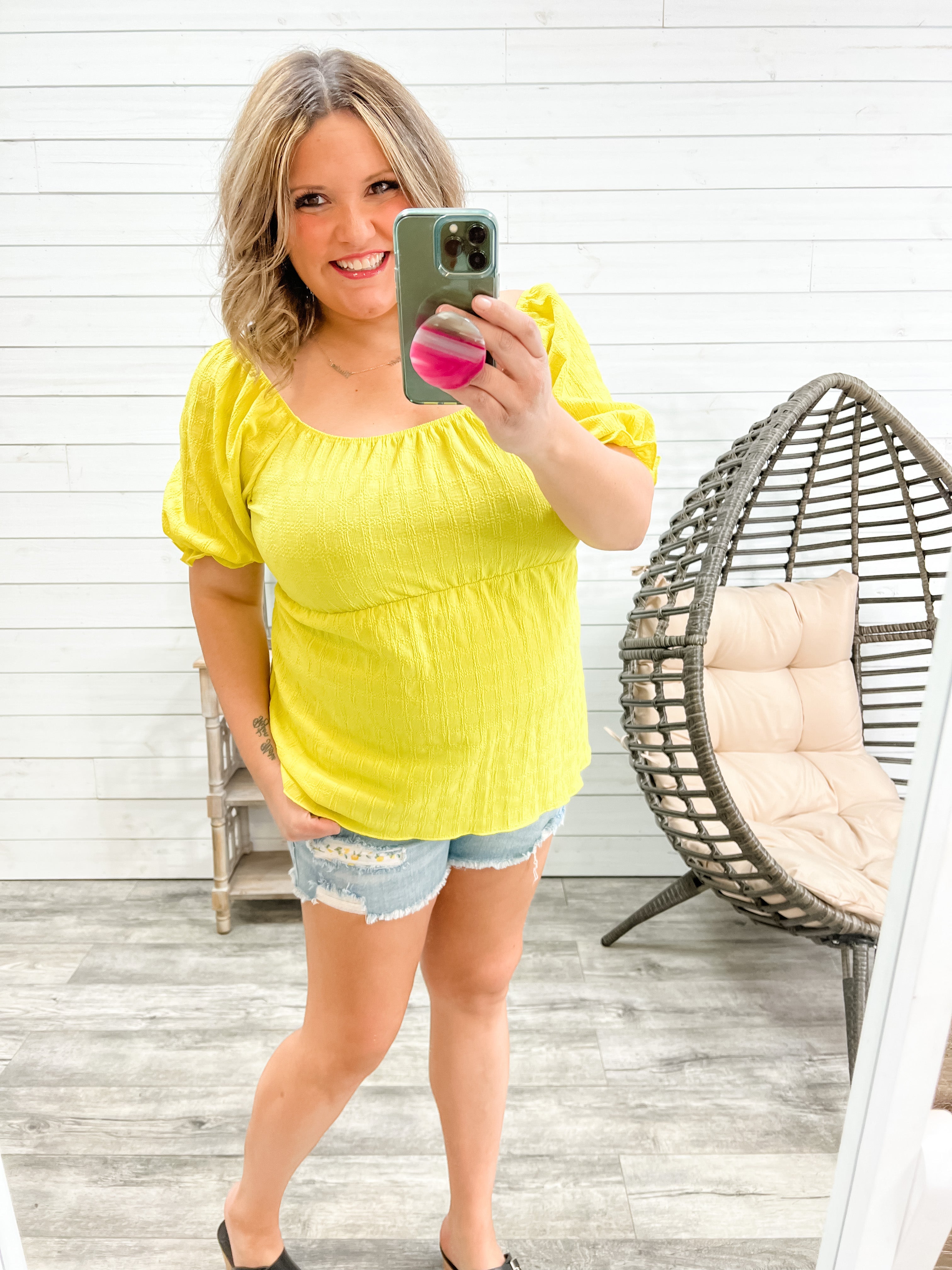 Judy Blue Lemon Patch Destroyed Shorts-Lola Monroe Boutique