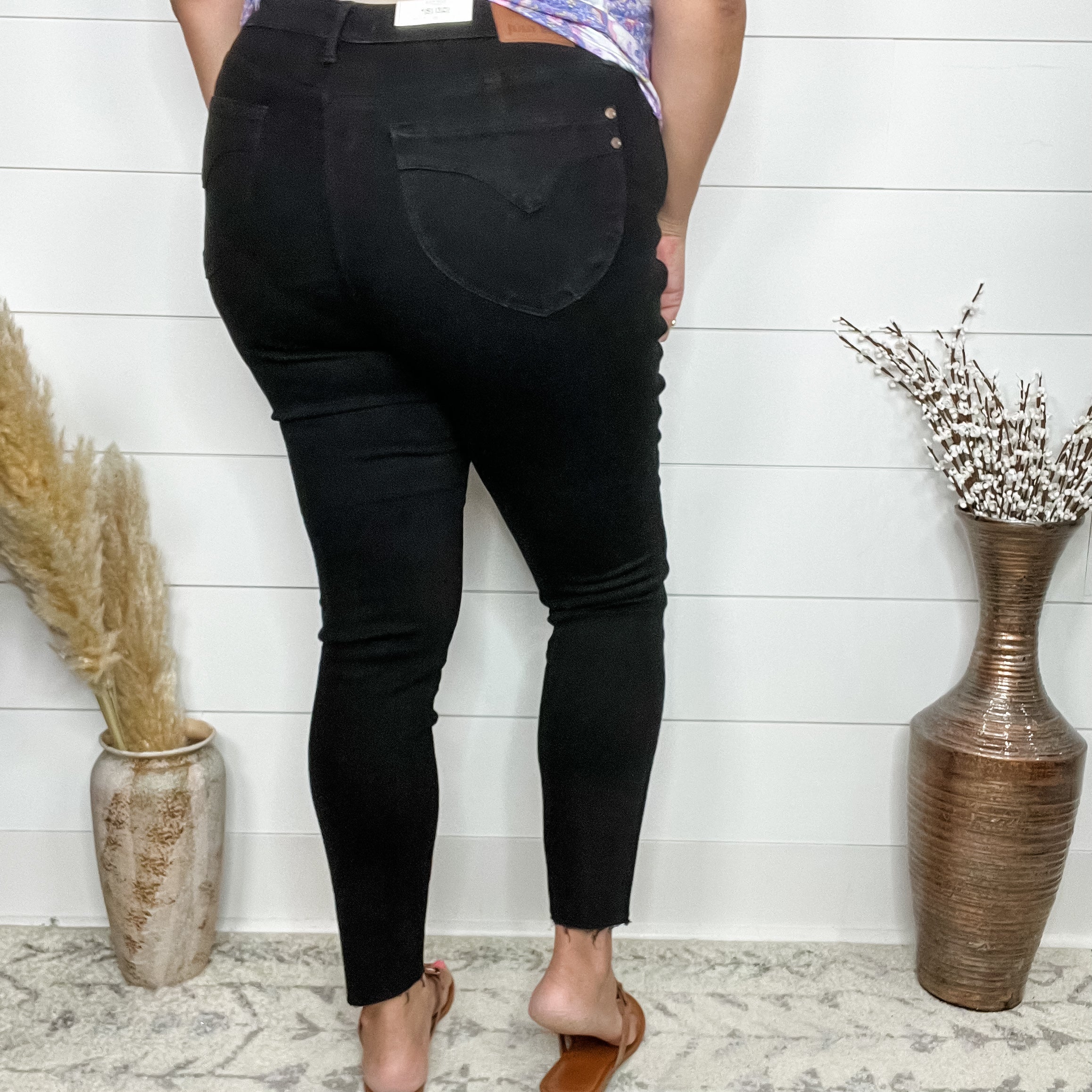 Judy Blue "Lights Out" Black Tummy Control Skinny Jeans-Lola Monroe Boutique