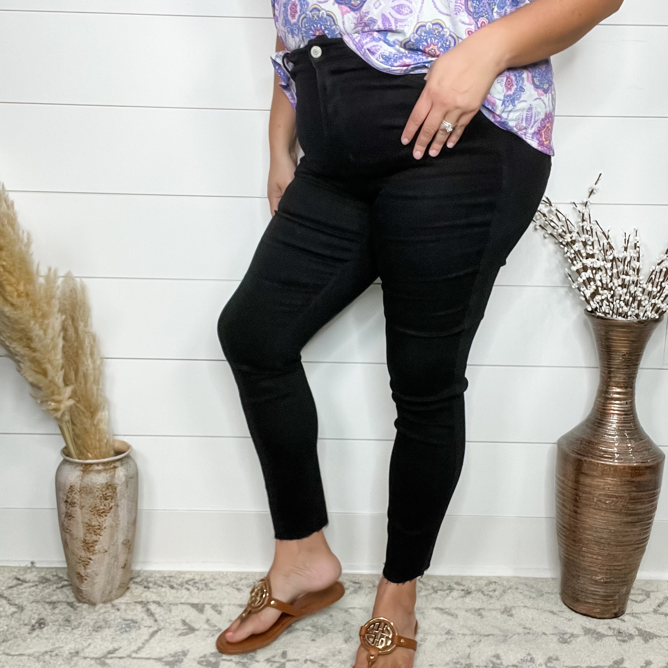 Judy Blue "Lights Out" Black Tummy Control Skinny Jeans-Lola Monroe Boutique