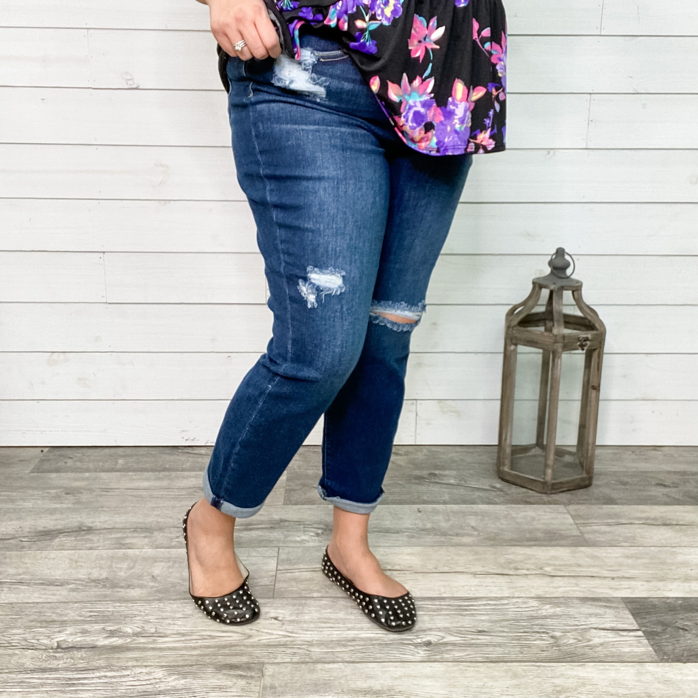 Judy shops blue distressed boyfriend jeans