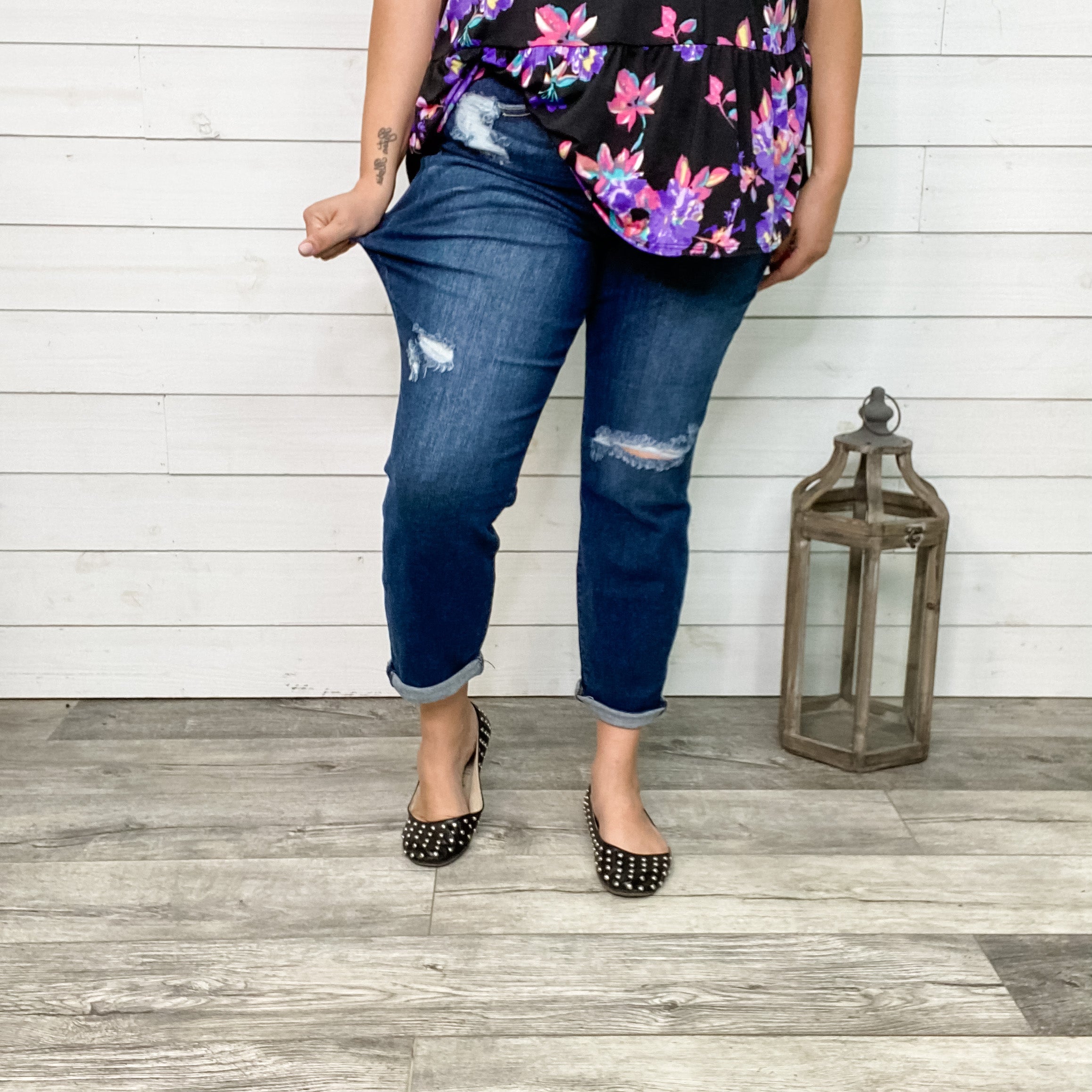 Judy Blue "Main Event" Distressed Boyfriend Jeans-Lola Monroe Boutique