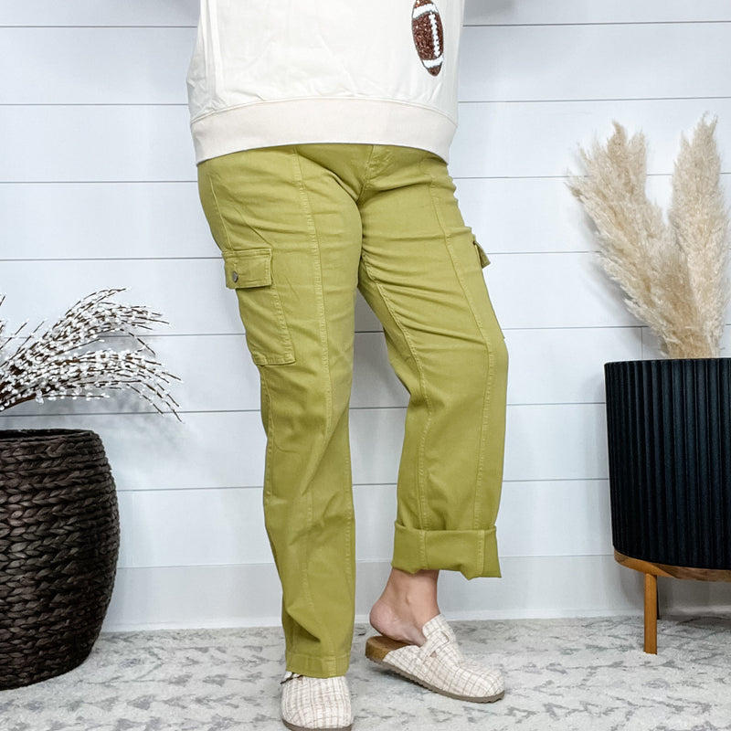 Judy Blue Matcha Cargo Straight Leg Jeans