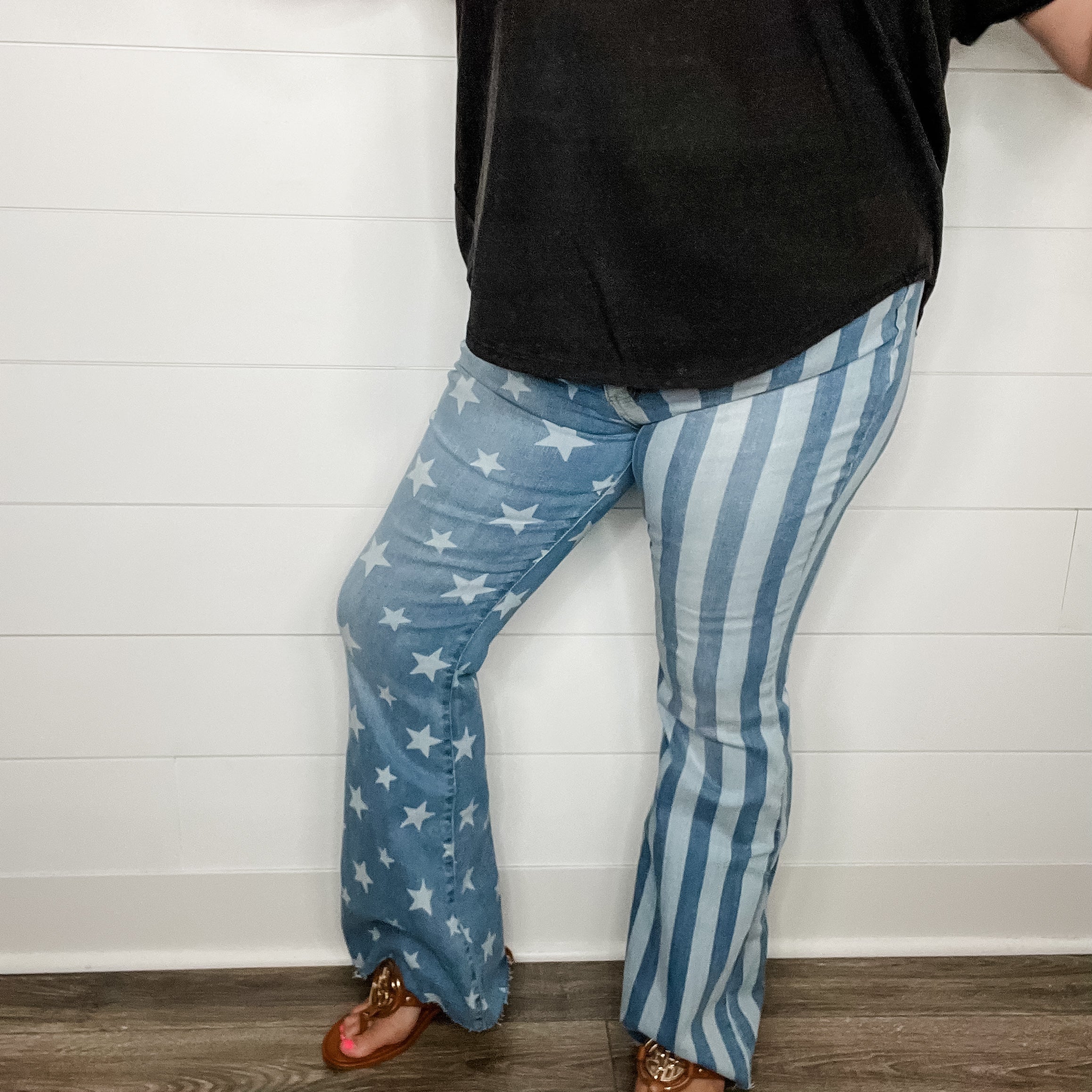 Judy Blue "Miss Americana" Star and Stripe Flares-Lola Monroe Boutique