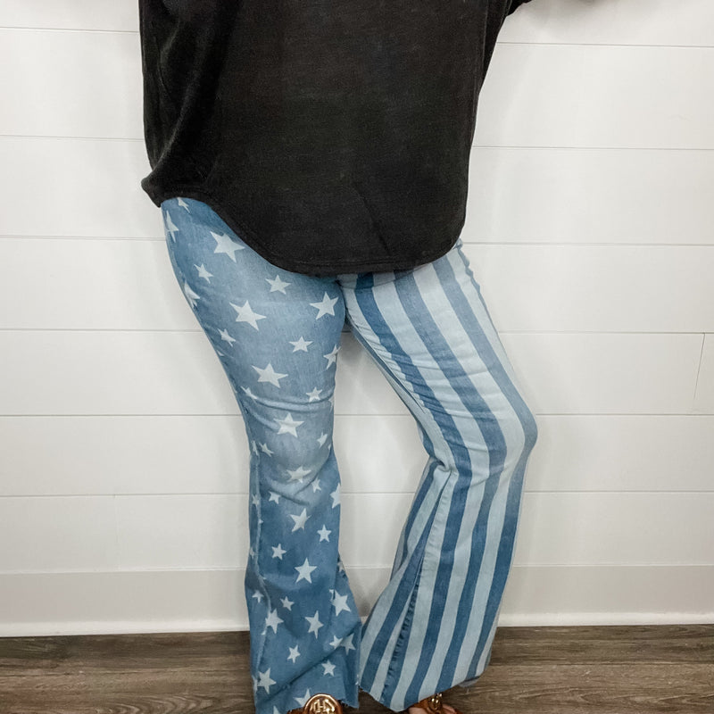 Judy Blue "Miss Americana" Star and Stripe Flares