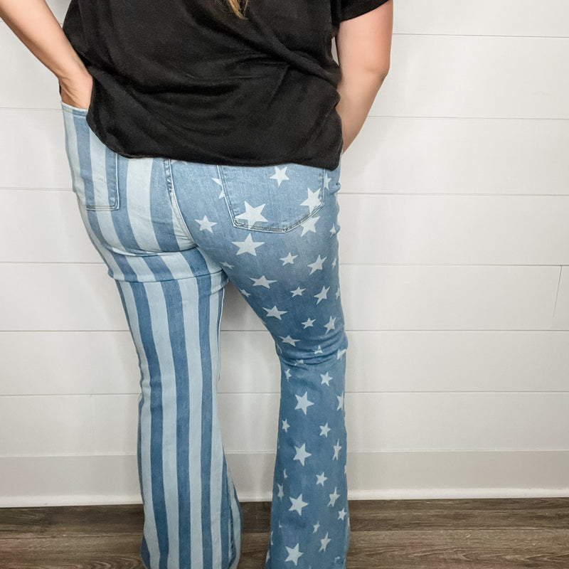 Judy Blue "Miss Americana" Star and Stripe Flares