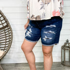 Judy Blue "New Blue Day" Denim Patch Bermuda Shorts-Lola Monroe Boutique