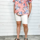 Judy Blue Off White Bermuda Shorts-Lola Monroe Boutique