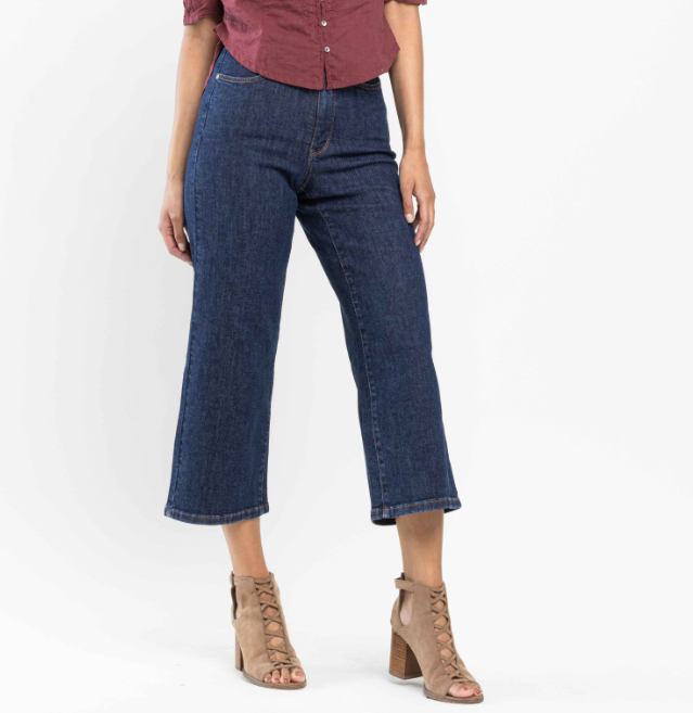 Judy Blue "Office Drama" Wide Leg Crop Tummy Control Jeans