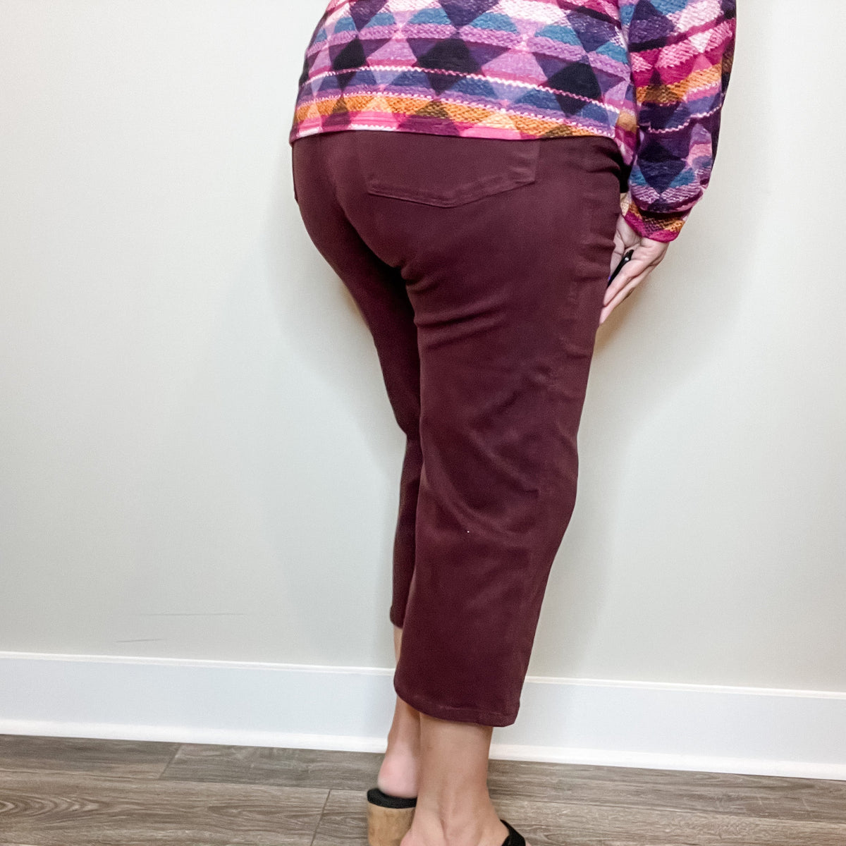 Judy Blue "Paul Bunyan" Oxblood Wide Leg Crops