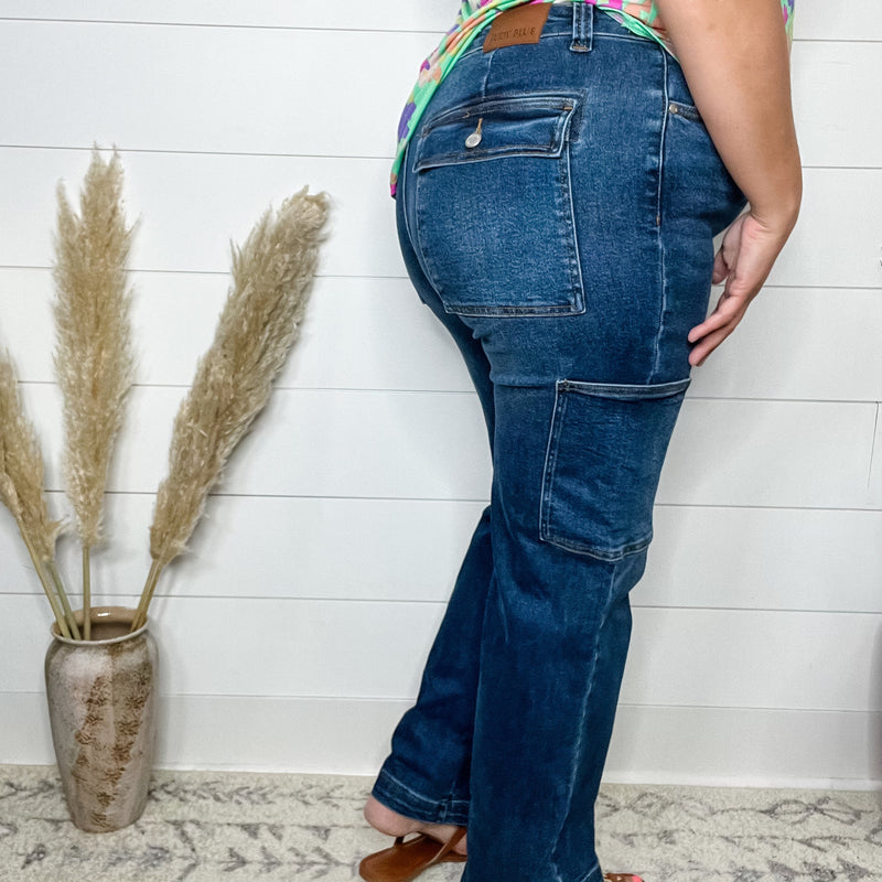 Judy Blue "Precious Cargo" Cargo Pocket Straight Leg Jeans-Lola Monroe Boutique