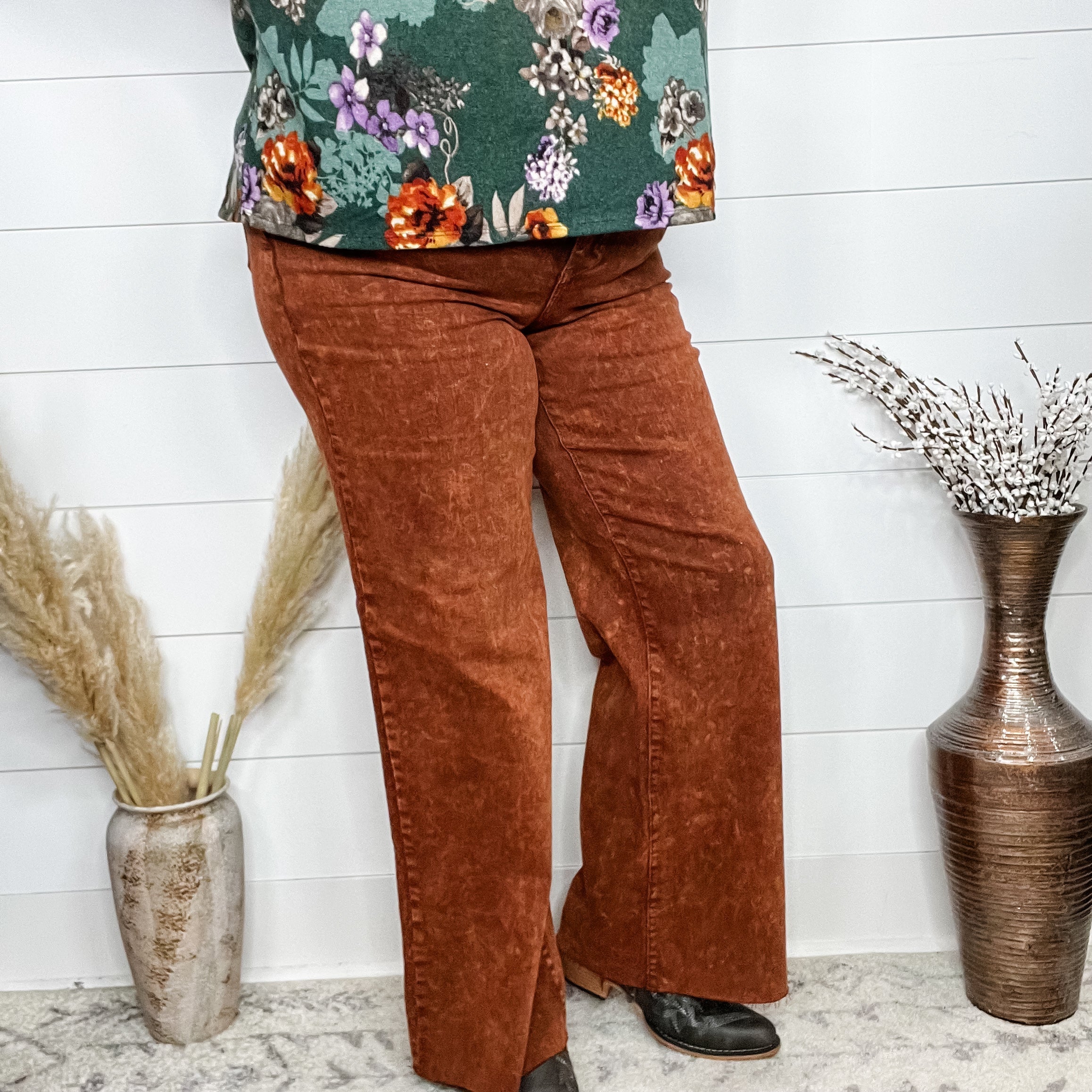 Judy Blue "PSL" Pumpkin Spice Wide Leg Jeans-Lola Monroe Boutique