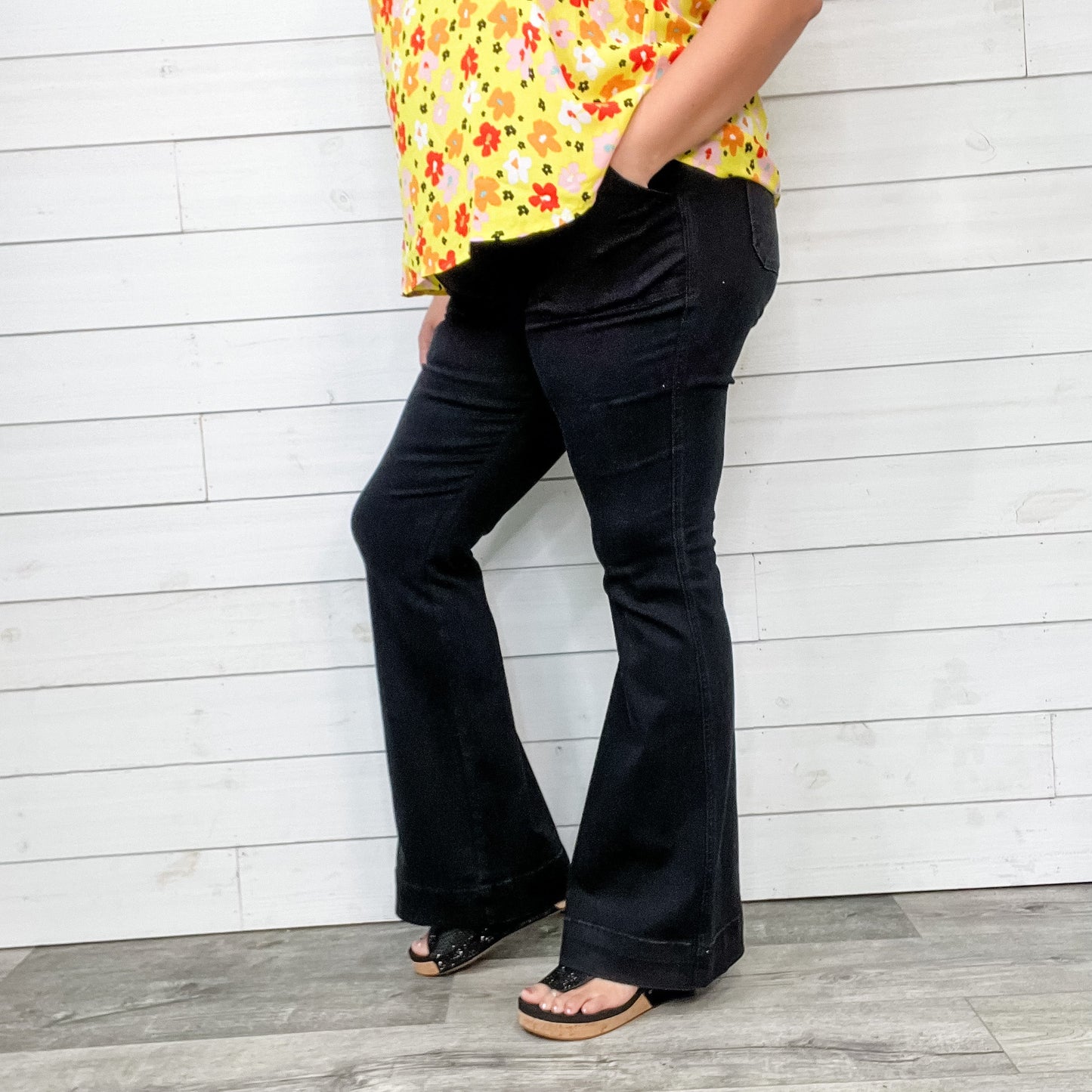 Judy Blue Pull On Black Jeggings Trouser Flares