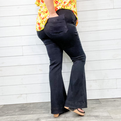 Judy Blue Pull On Black Jeggings Trouser Flares