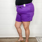 Judy Blue "Purple People Eater" Tummy Control Purple Shorts-Lola Monroe Boutique