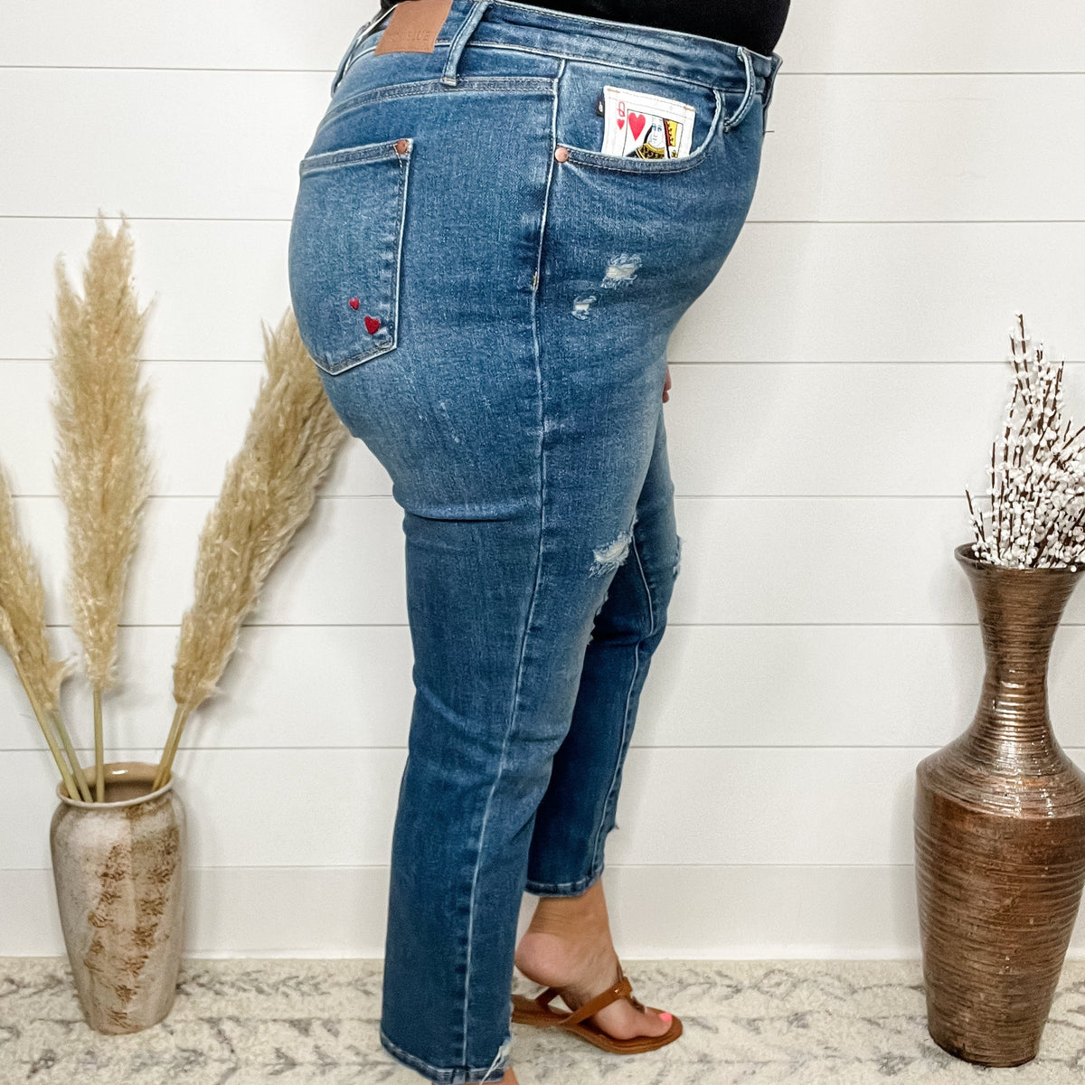 Judy Blue "Queen of Hearts" Boyfriend Jeans-Lola Monroe Boutique