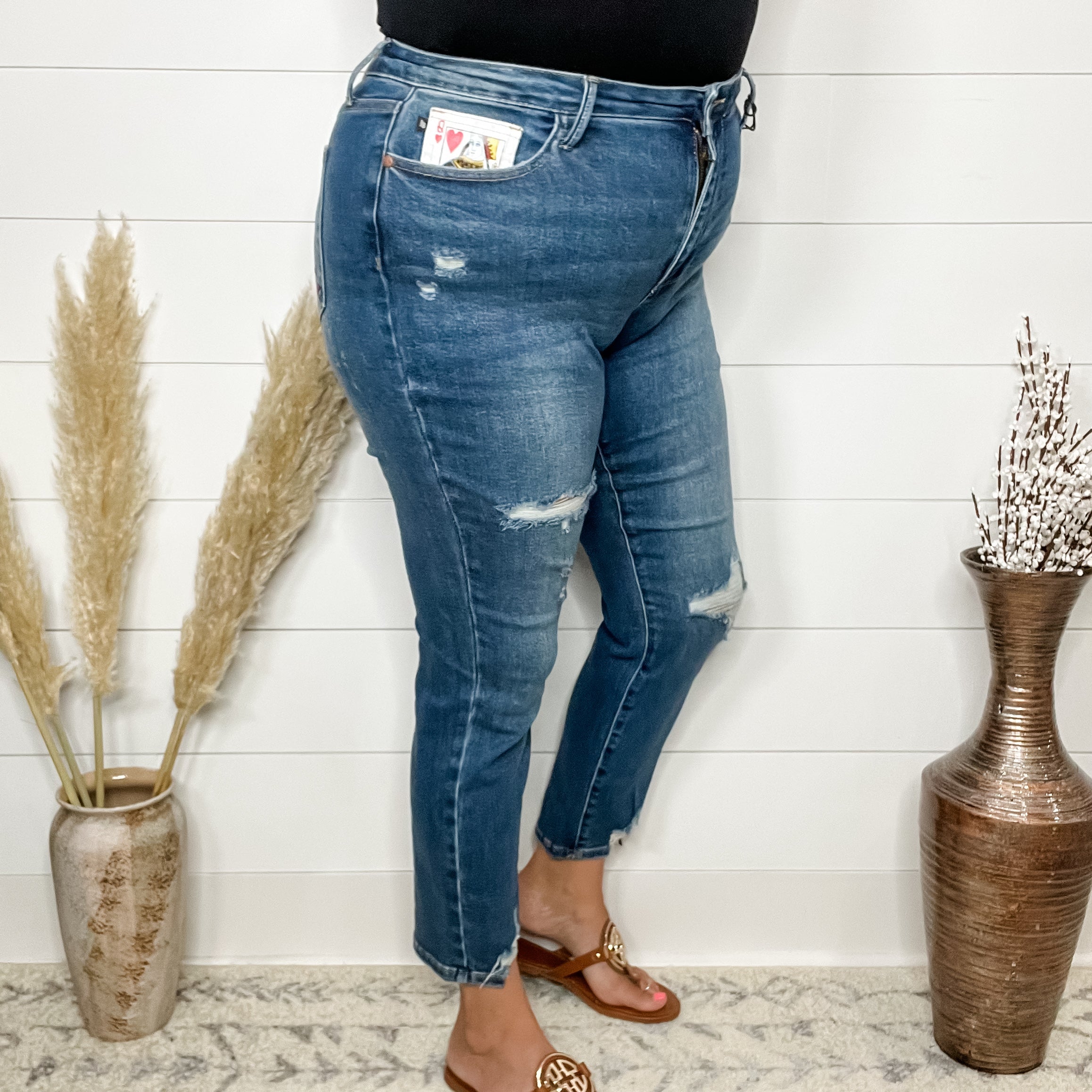 Judy Blue "Queen of Hearts" Boyfriend Jeans-Lola Monroe Boutique