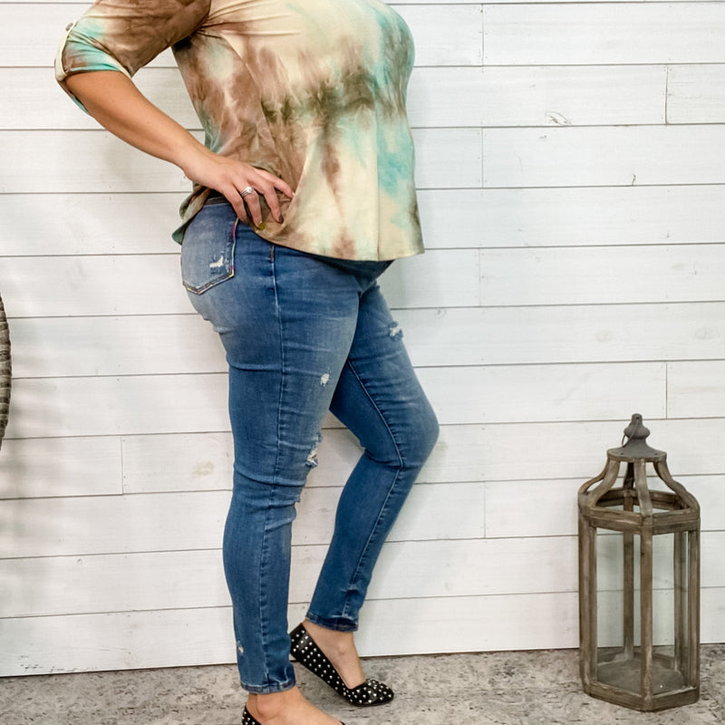 Judy Blue Rainbow Thread Skinny Jeans-Lola Monroe Boutique