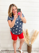 Judy Blue "Red Alert" Tummy Control Red Bermuda Shorts-Lola Monroe Boutique