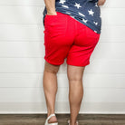 Judy Blue "Red Alert" Tummy Control Red Bermuda Shorts-Lola Monroe Boutique