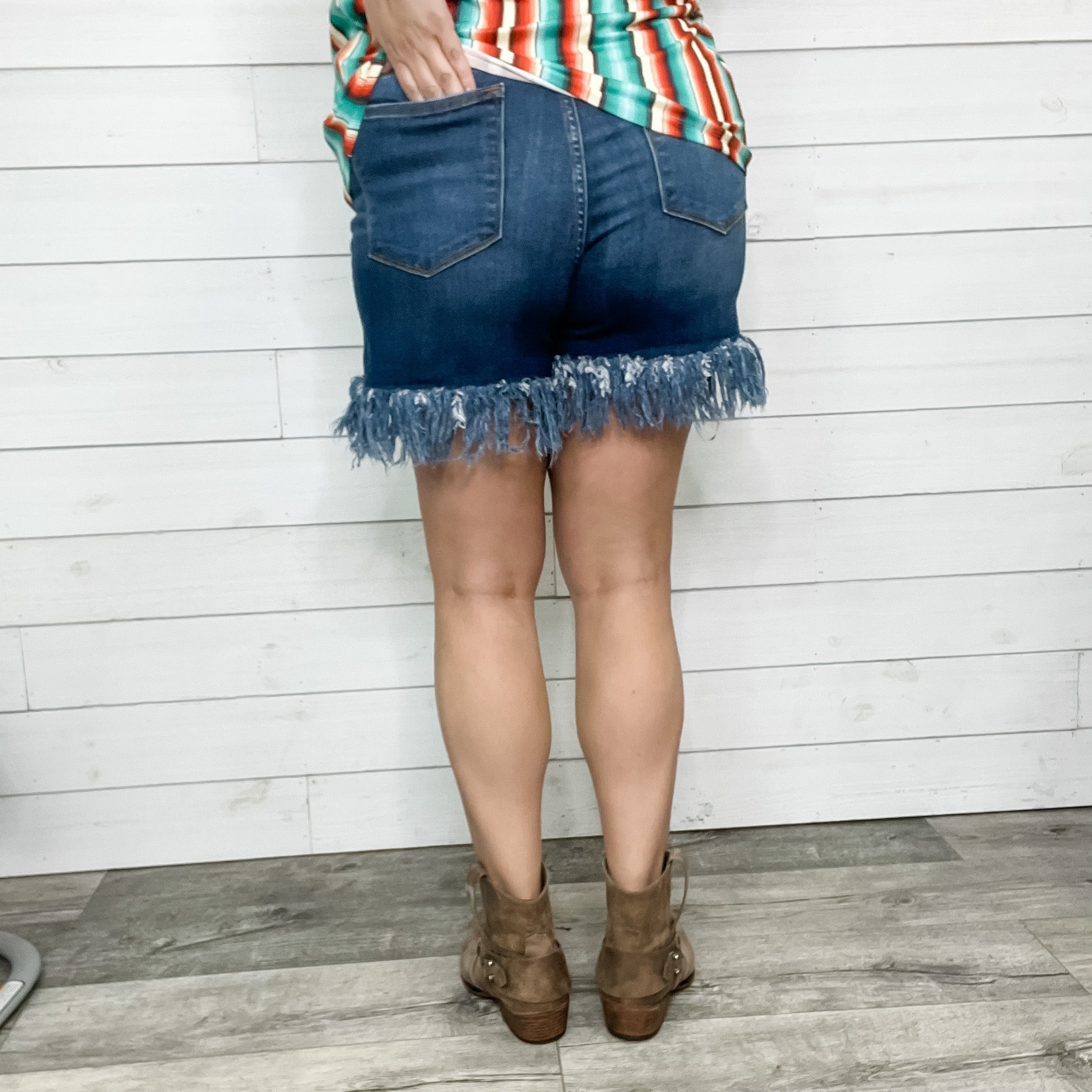 Judy Blue Rodeo Fringe Shorts Lola Monroe Boutique