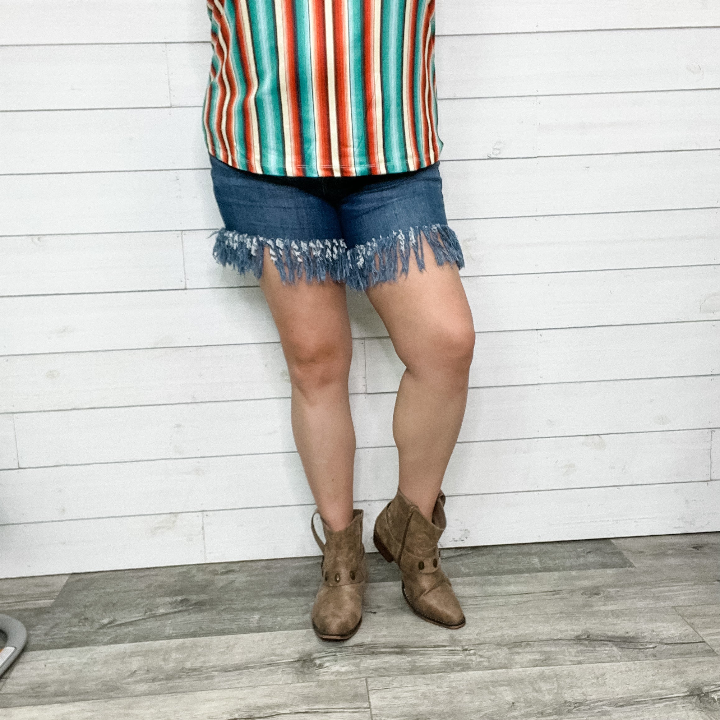 Judy Blue Rodeo Fringe Shorts-Lola Monroe Boutique