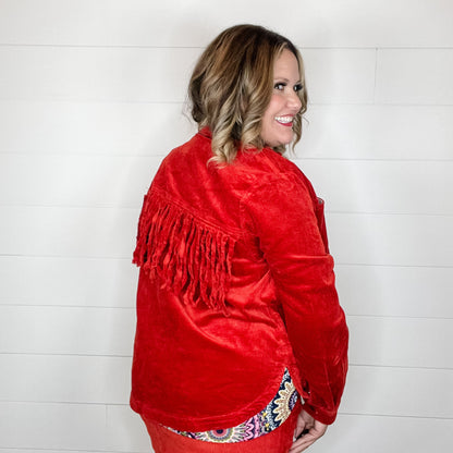 Judy Blue Rust Corduroy Fringe Jacket