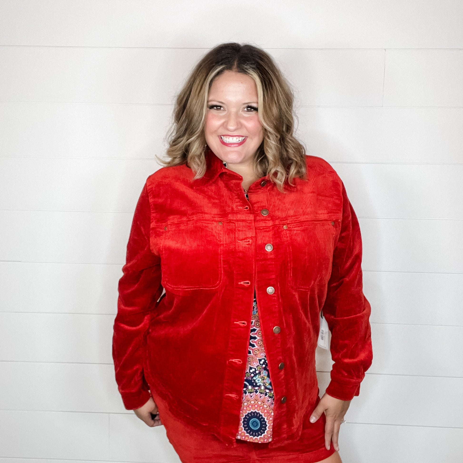 Judy Blue Rust Corduroy Fringe Jacket