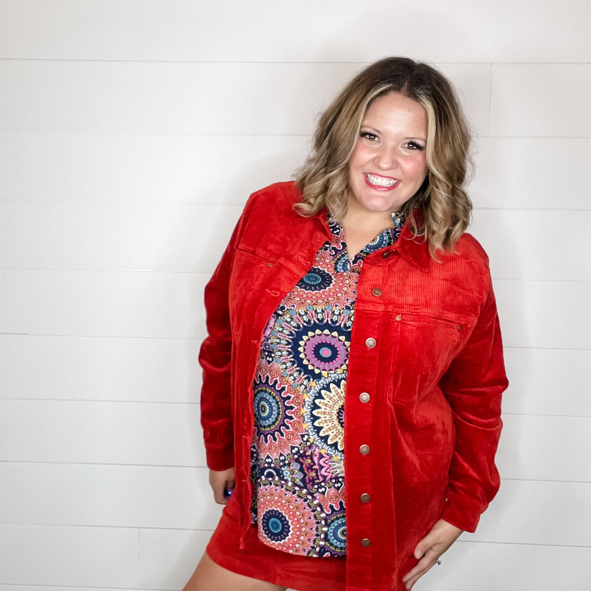 Judy Blue Rust Corduroy Fringe Jacket