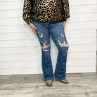 Judy Blue "Saddle Up" Buttonfly Flare Jeans-Lola Monroe Boutique