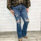 Judy Blue "Saddle Up" Buttonfly Flare Jeans-Lola Monroe Boutique