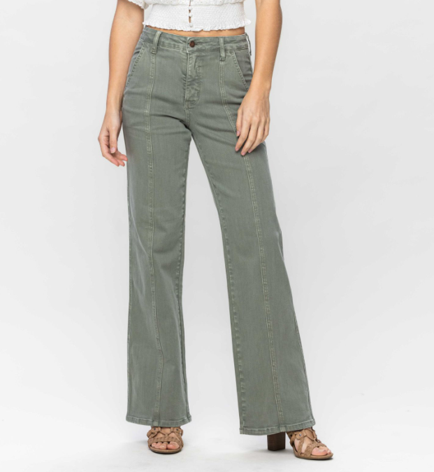 Judy Blue Sage Front Seam Straight Leg Jeans-Lola Monroe Boutique