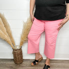 Judy Blue "Sammy" Pink Tummy Control Wide Leg Crops-Lola Monroe Boutique