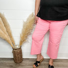 Judy Blue "Sammy" Pink Tummy Control Wide Leg Crops-Lola Monroe Boutique