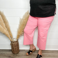 Judy Blue "Sammy" Pink Tummy Control Wide Leg Crops-Lola Monroe Boutique