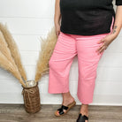 Judy Blue "Sammy" Pink Tummy Control Wide Leg Crops-Lola Monroe Boutique