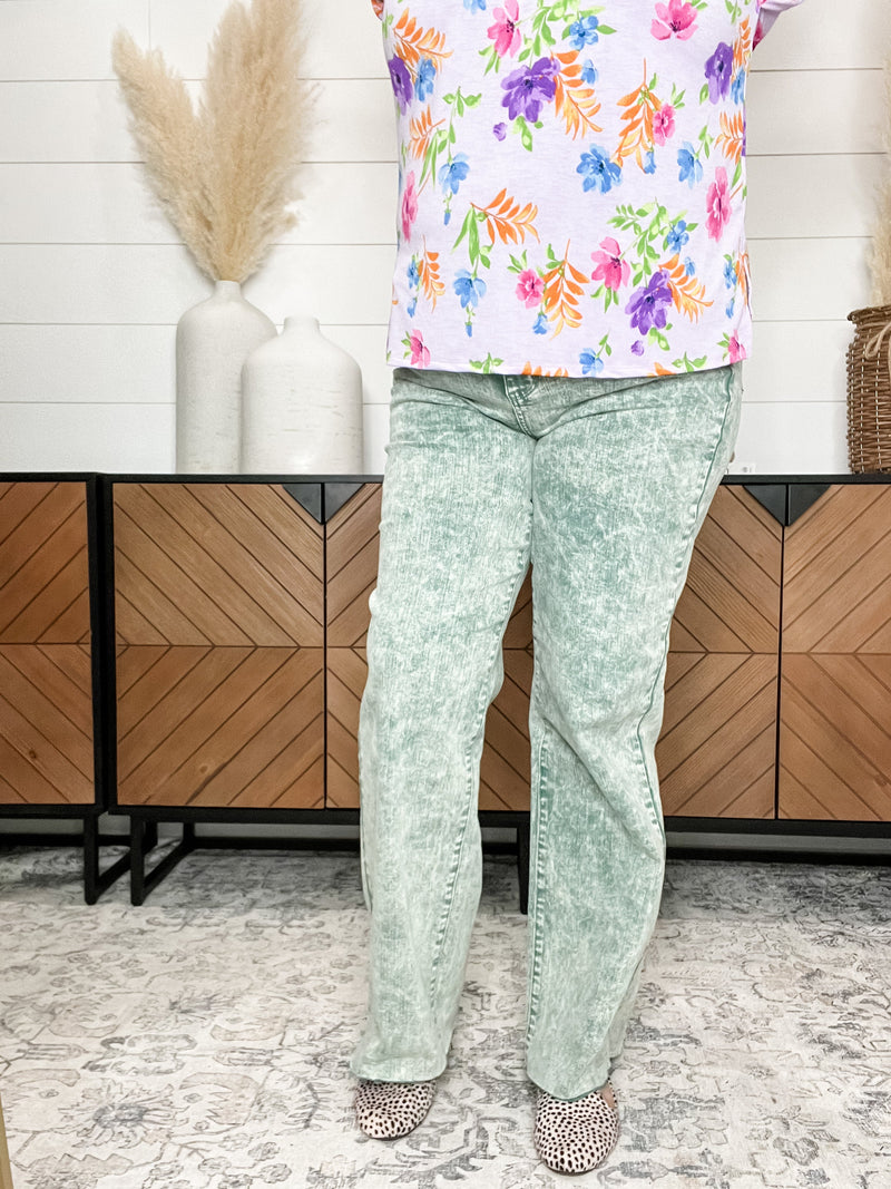 Judy Blue Sea Green Dad Jeans-Lola Monroe Boutique