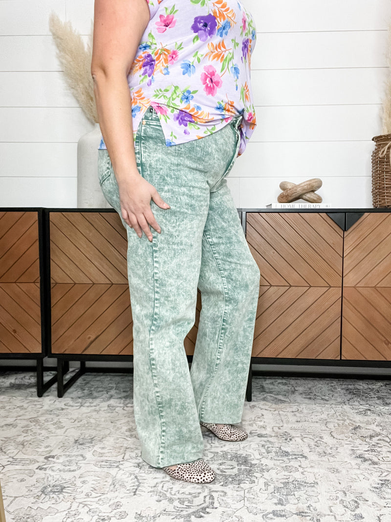 Judy Blue Sea Green Dad Jeans-Lola Monroe Boutique