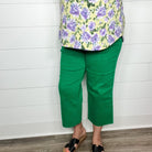 Judy Blue "Seeing Green" Kelly Green Tummy Control Wide Leg Crops-Lola Monroe Boutique