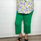 Judy Blue "Seeing Green" Kelly Green Tummy Control Wide Leg Crops-Lola Monroe Boutique