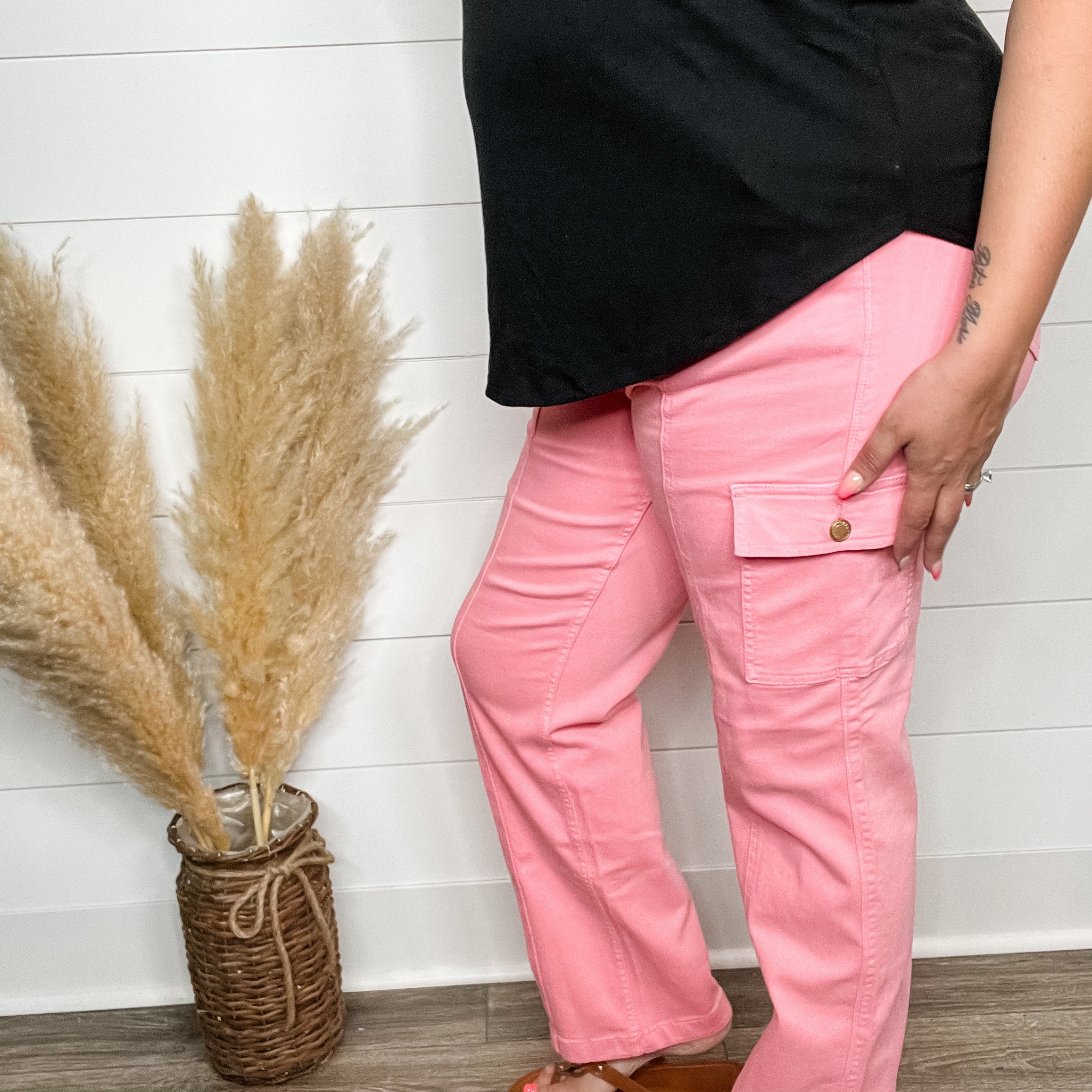 Judy Blue "Seeing Pink" Cargo Jeans-Lola Monroe Boutique