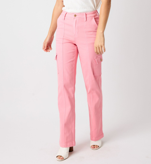 Judy Blue "Seeing Pink" Cargo Jeans-Lola Monroe Boutique